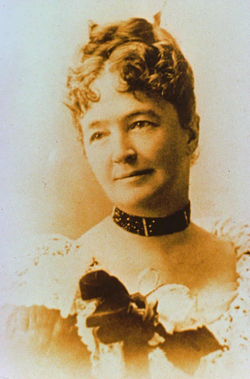 Elizabeth Bacon Custer (1842-1933) kone til general George A. Custer (1839-76) (s/hvitt-bilde) av American Photographer