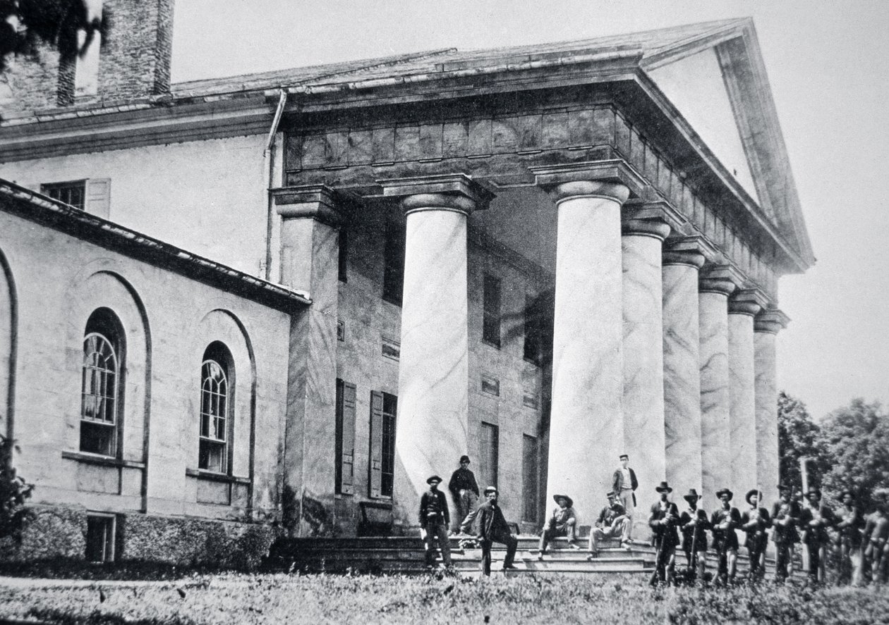 Føderale tropper okkuperer Robert E. Lees herskapshus, Arlington House (s/h-bilde) av American Photographer