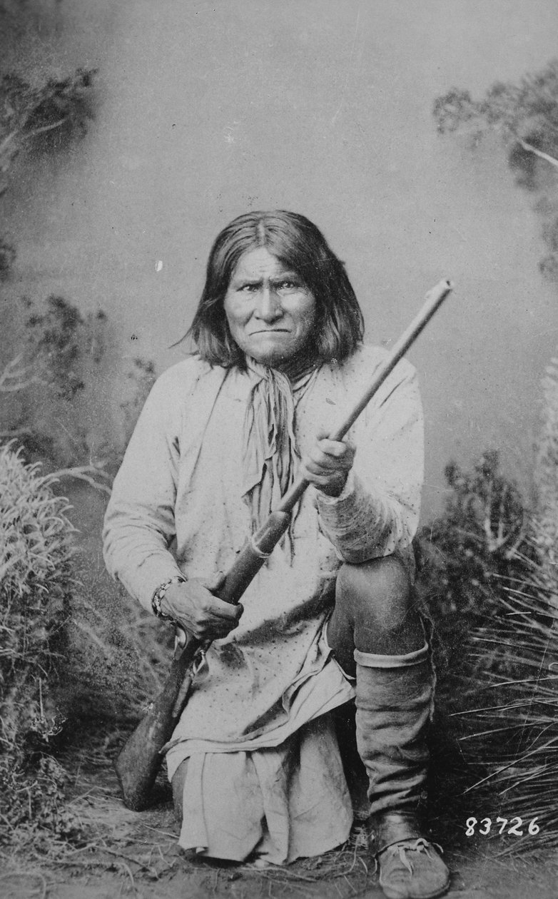 Geronimo holder en rifle, 1884 av American Photographer