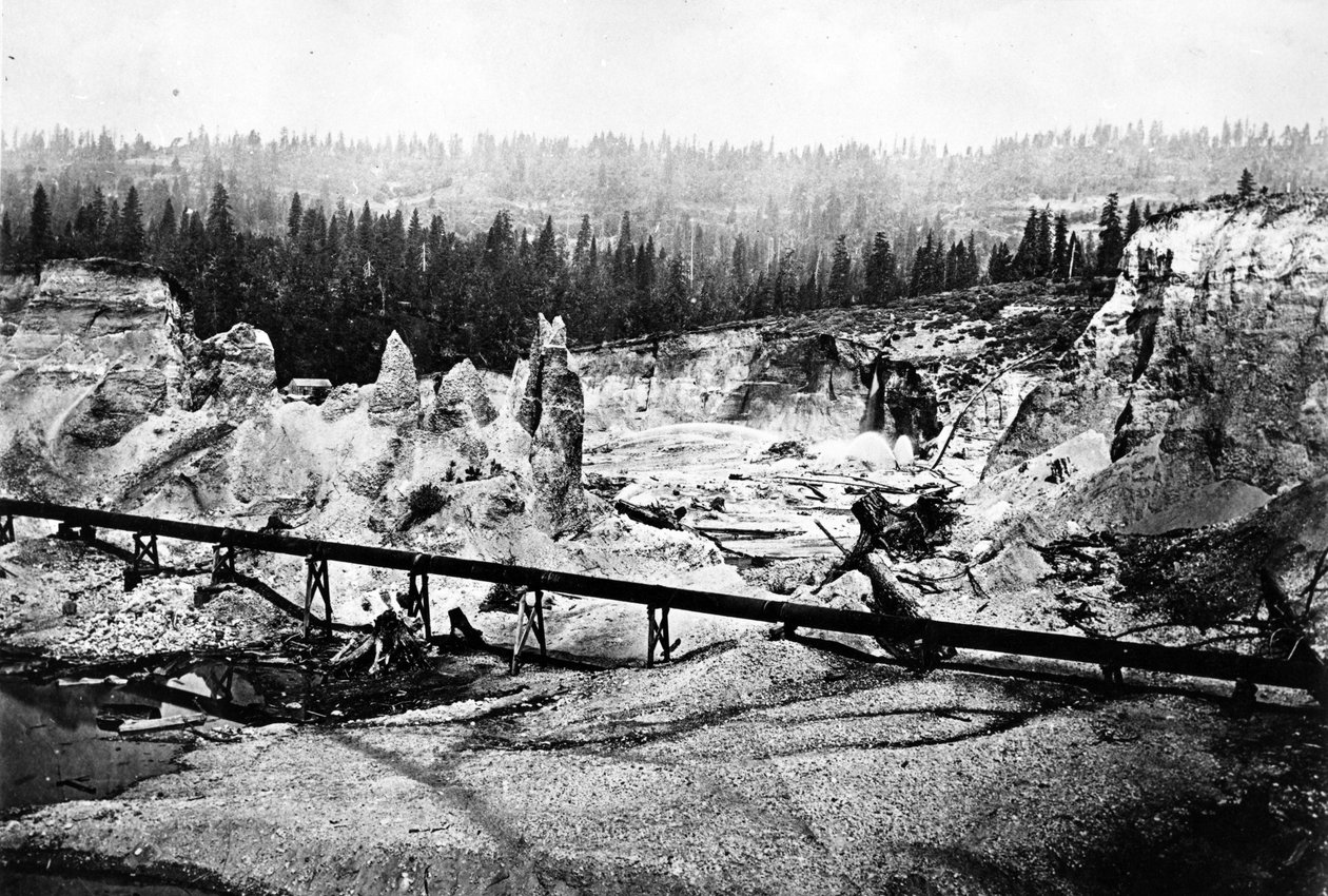 Hydraulisk gruvedrift, ca. 1860-80 av American Photographer