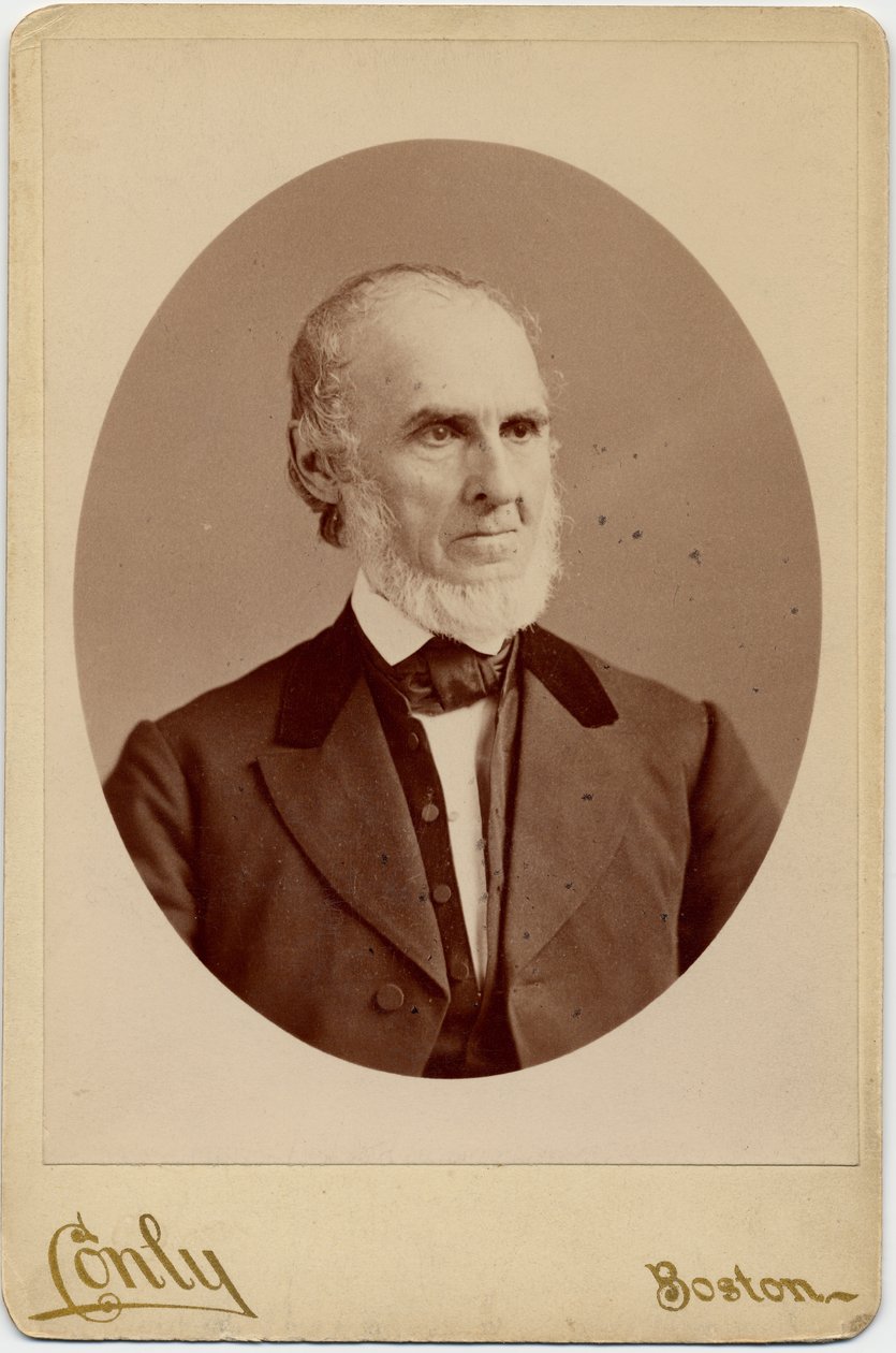 John Greenleaf Whittier (1807–92), amerikansk Quaker-poet og avskaffelsesmann; foto av C F Conly, Boston (albumtrykk) av American Photographer