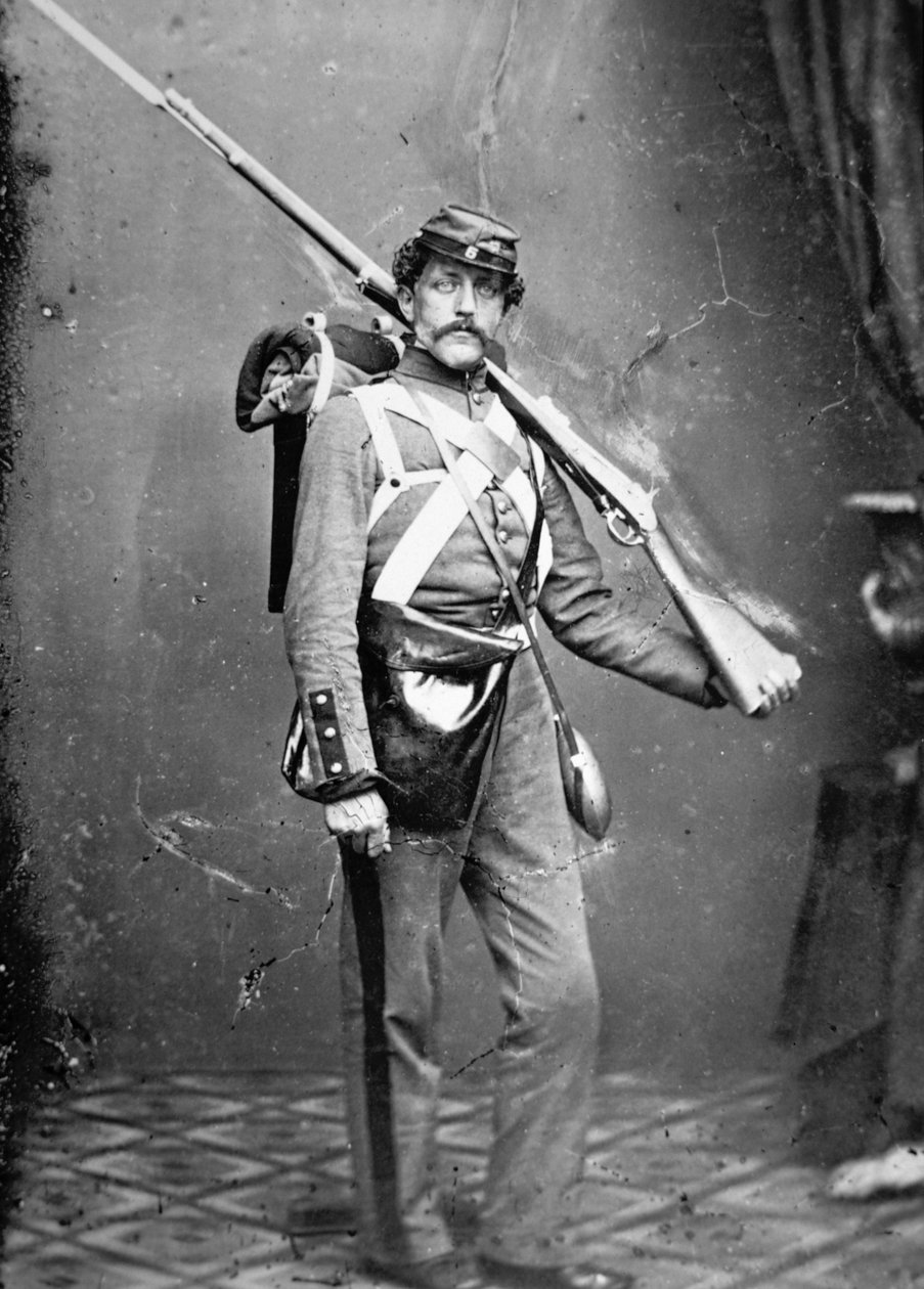 New York State Militiaman med slaggevær-muskett (s/hv-bilde) av American Photographer