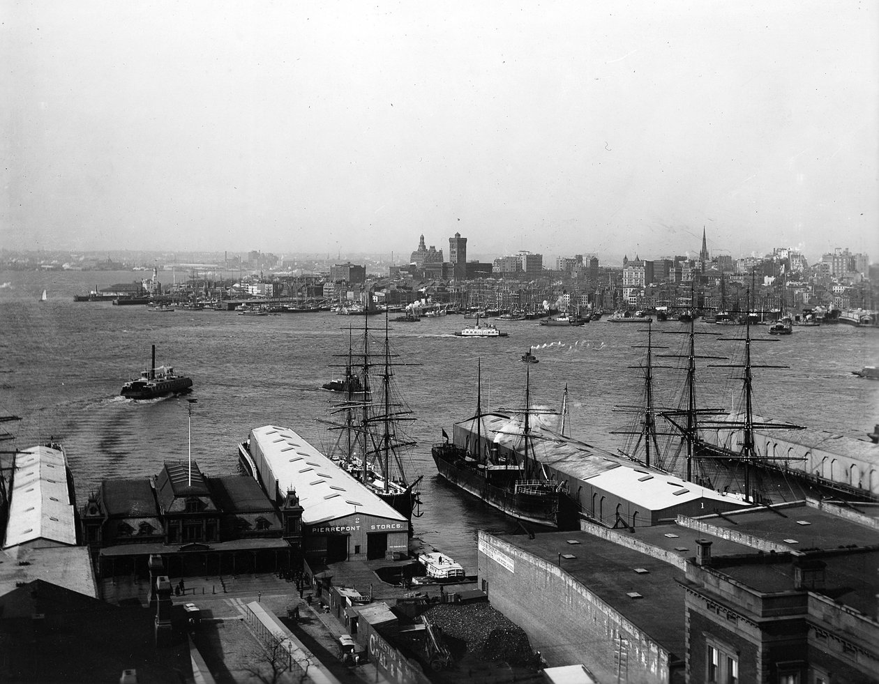 Panorama over New York Harbour, før 1900 av American Photographer
