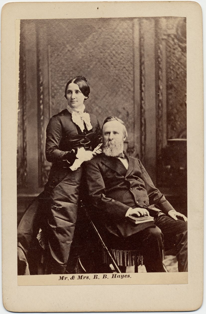 Rutherford Birchard Hayes (1822-93), 19. president i USA, og Lucy Ware Webb Hayes (1831-89), hans kone (albumfoto) av American Photographer