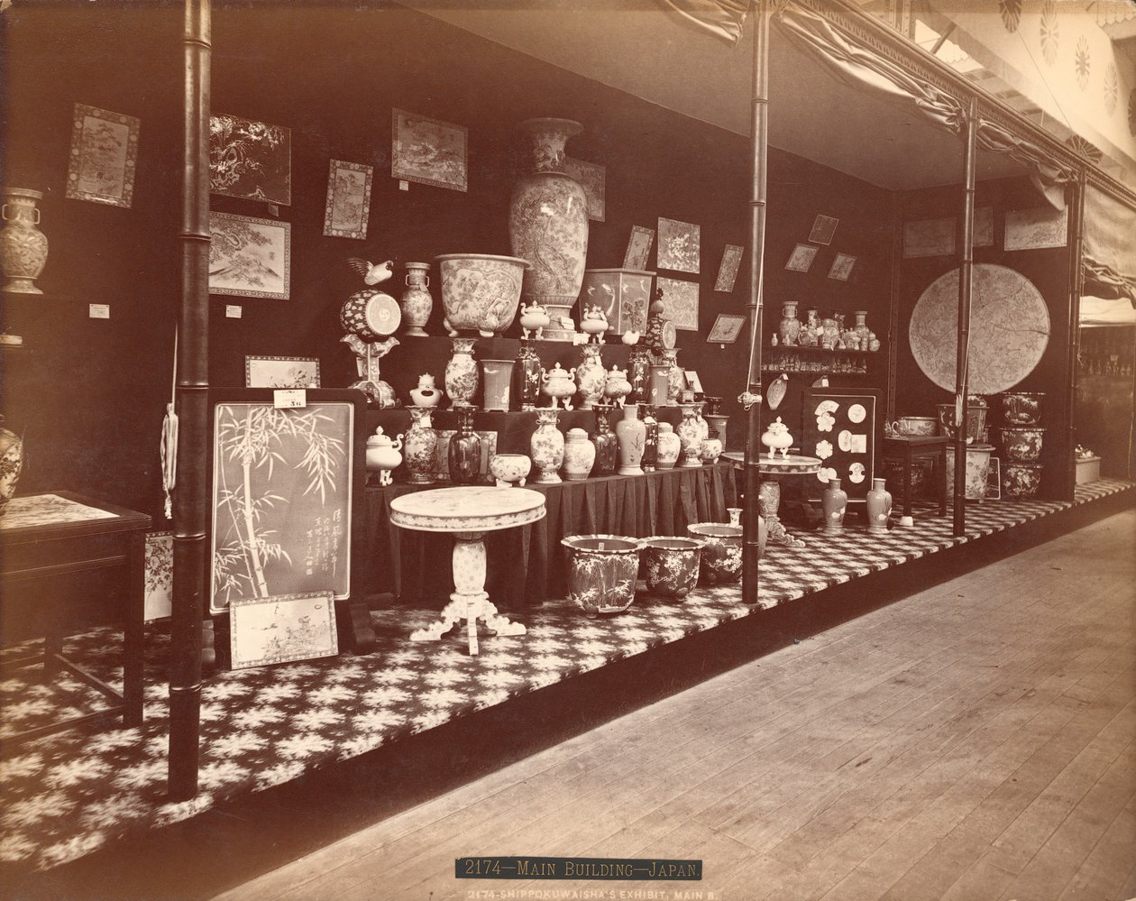 Shippokuwaishas utstilling, japansk seksjon, Centennial International Exhibition of 1876, Philadelphia av American Photographer