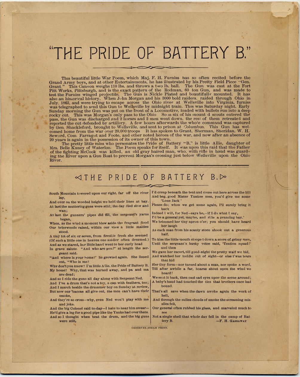 The Pride of Battery B, av Frank H Gassaway, bakside av 336830 (albumfoto) av American Photographer