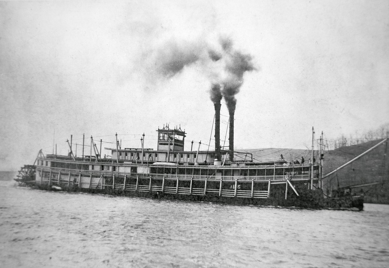 Hekkhjulet 'Virginia', ved elven Ohio, ca. 1880 (s/hvitt-bilde) av American Photographer