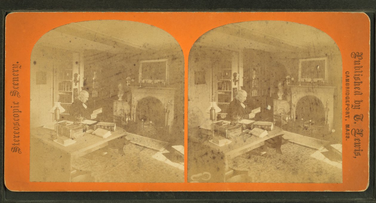 Utsikt over Amos Alcott i hans arbeidsrom av American Photographer