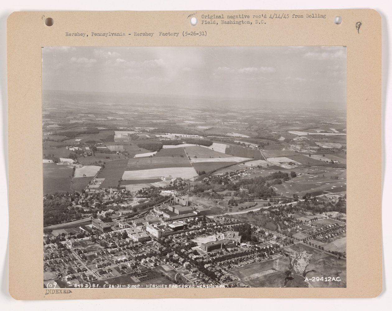 Utsikt over Hershey, Pennsylvania, 26. mai 1931 (s/hvitt-bilde) av American Photographer