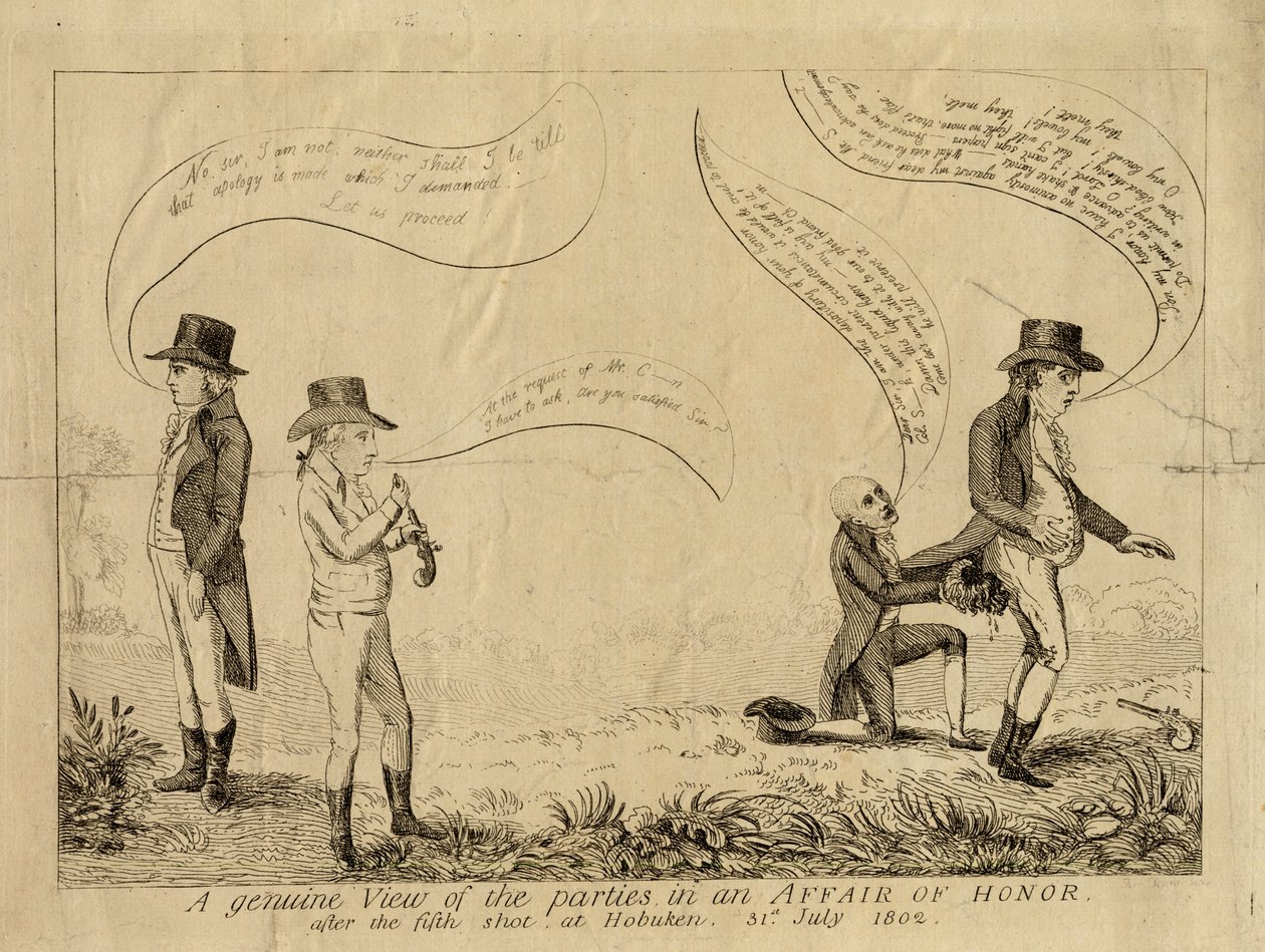 Et genuint syn på partene i en æressak etter det femte skuddet ved Hoboken, 31. juli 1802 av American School