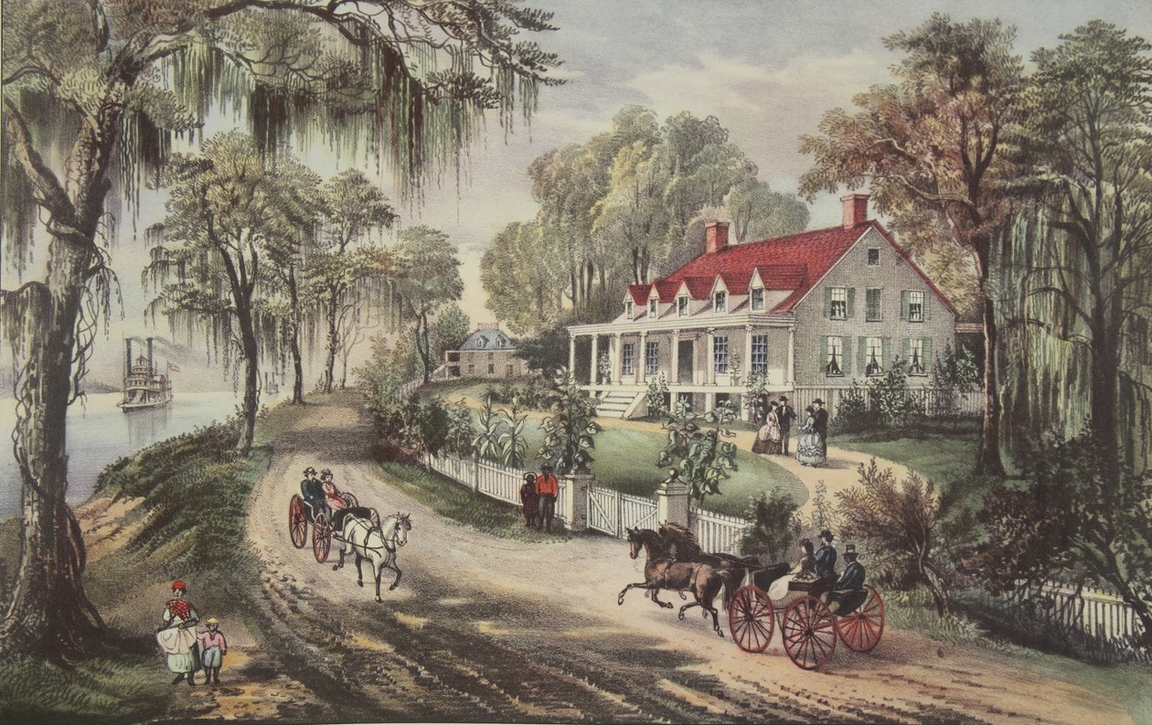 A Home On The Mississippi, pub. 1871, Currier & Ives av American School