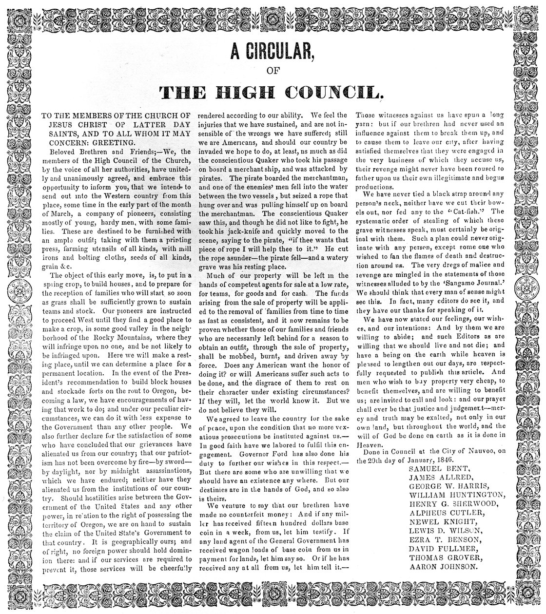Et rundskriv fra Høyrådet for Jesu Kristi kirke av de siste dagers hellige, 1846 (trykk) av American School