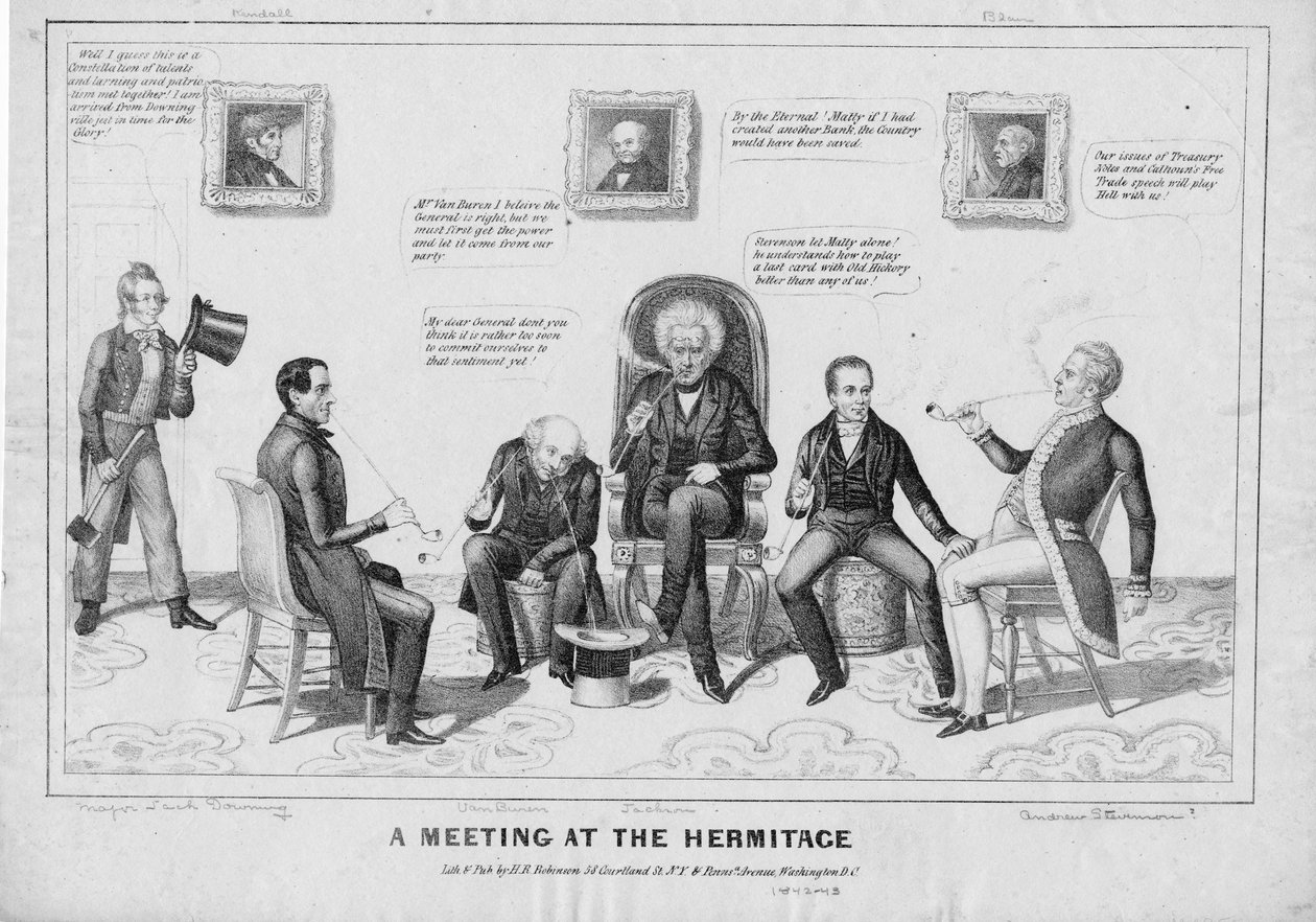 Et møte på Hermitage, utgitt av H R Robinson, New York og Washington, ca. 1842-43 av American School