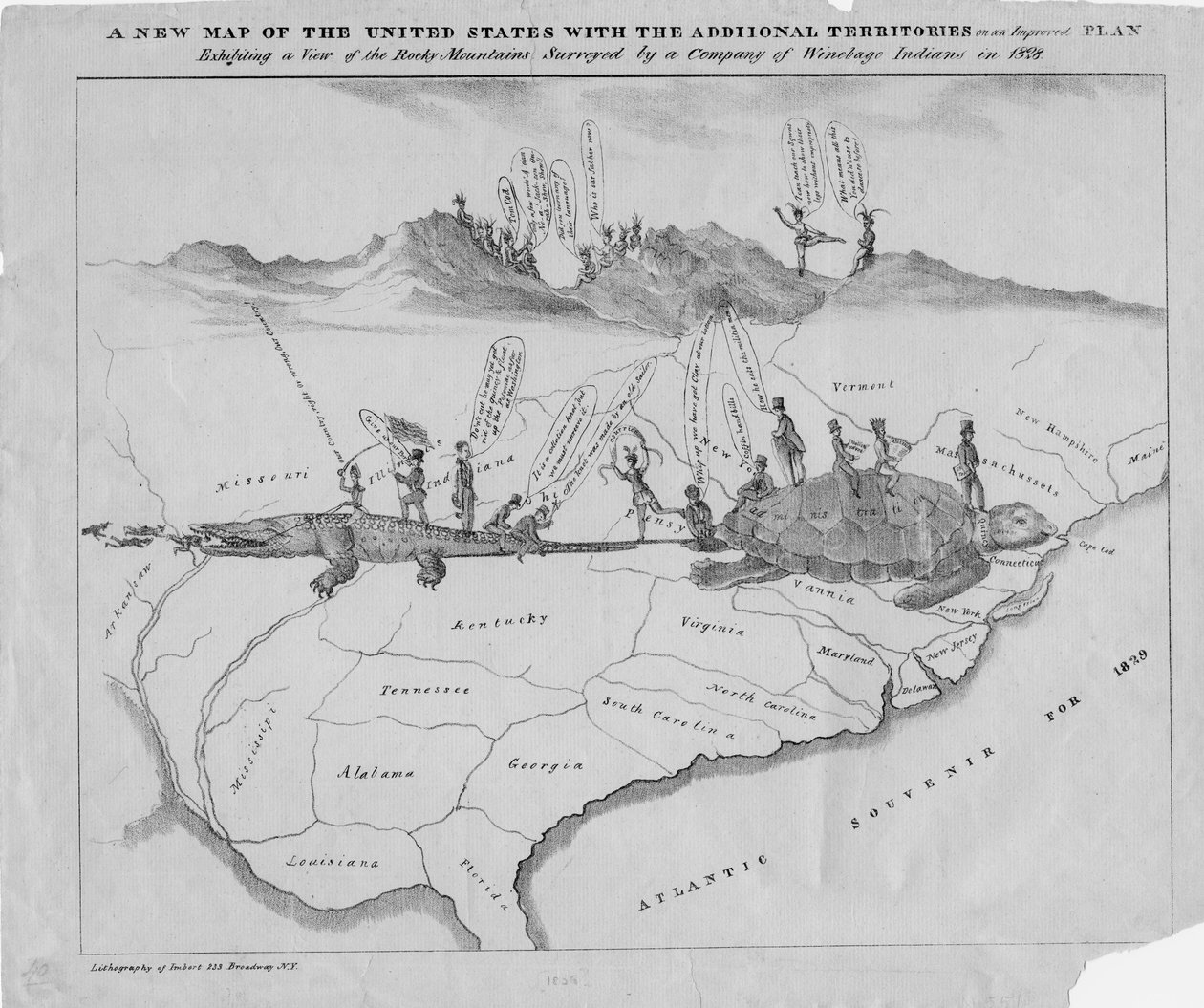 Et nytt kart over USA med de ekstra territoriene på en forbedret plan, ca. 1828 av American School