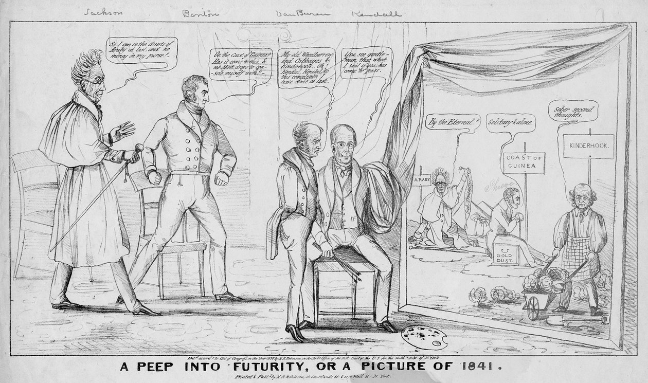 Et kikk inn i fremtiden, eller, et bilde av 1841, publisert av MR Robinson, New York, 1838 av American School