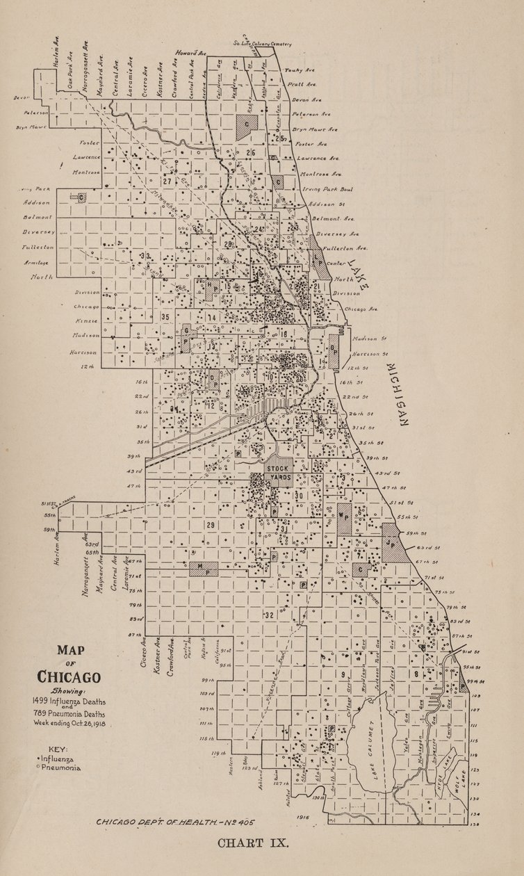 En rapport om en influensaepidemi i byen Chicago høsten 1918 av American School