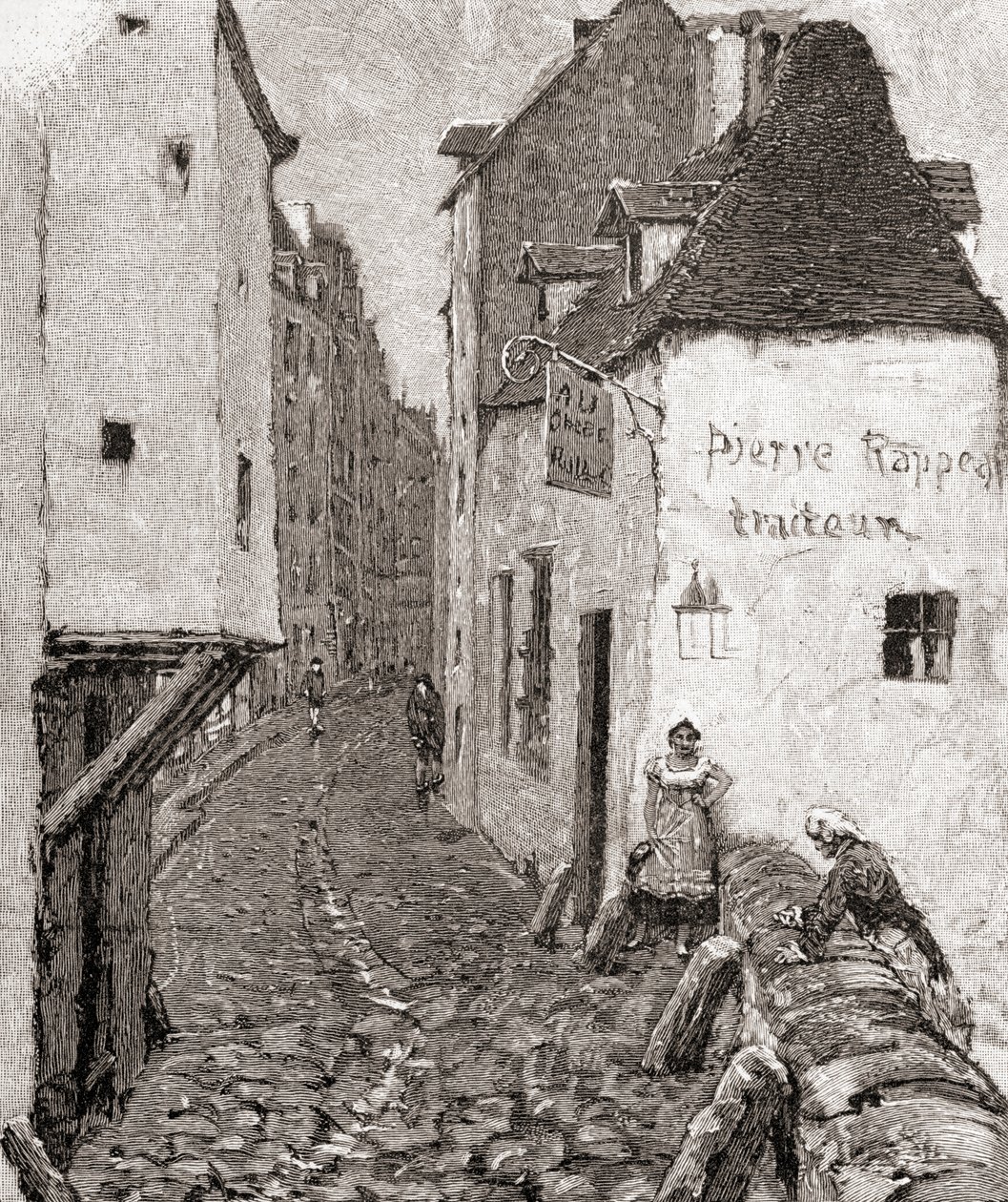 En gate i gamle Paris på 1800-tallet, fra 