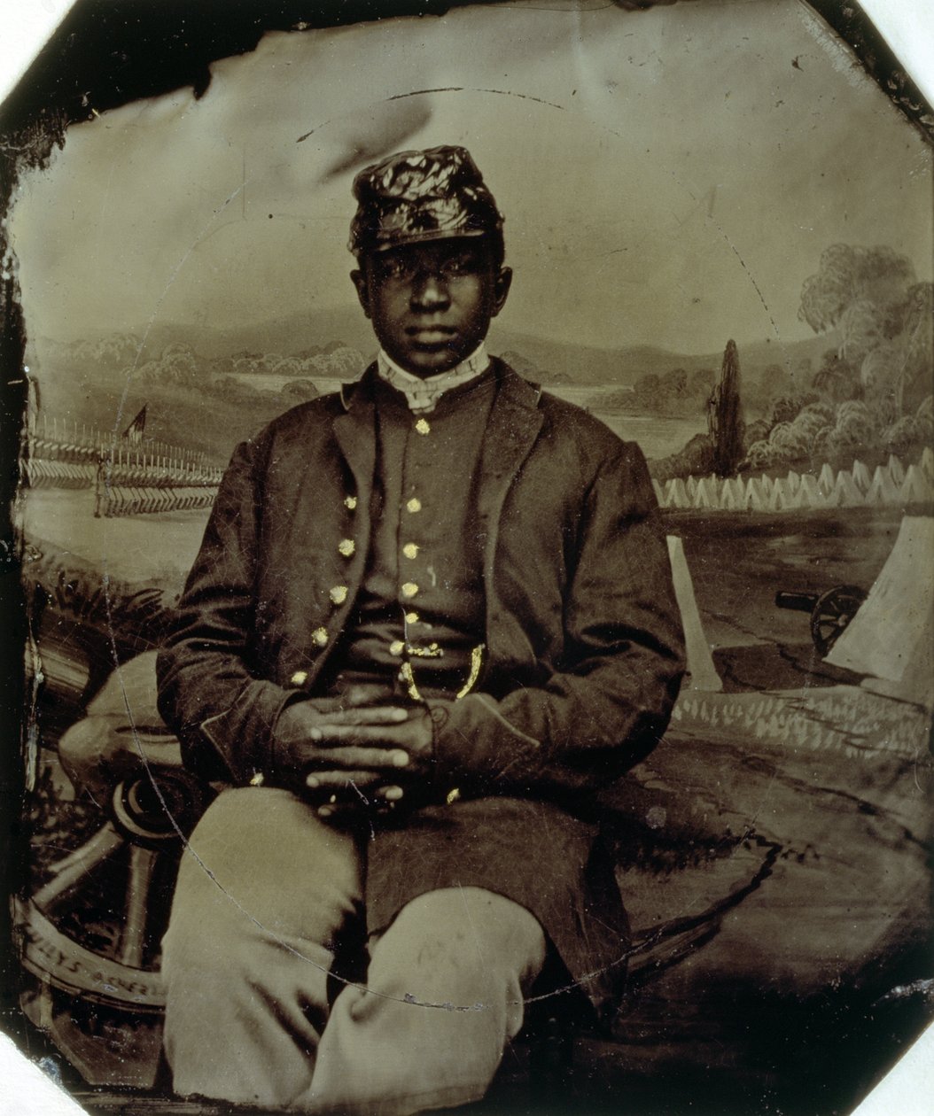 Abraham F. Brown, fra 54th Massachusetts Infantry, ca. 1863 (tintype) av American School