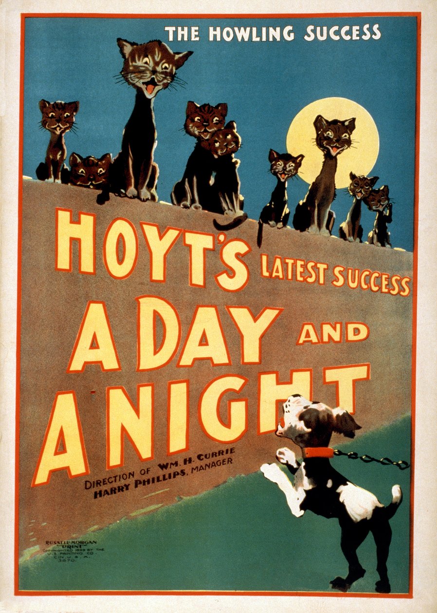 Annonse for Charles Hoyts A Day and a Night, pub.1899 av American School