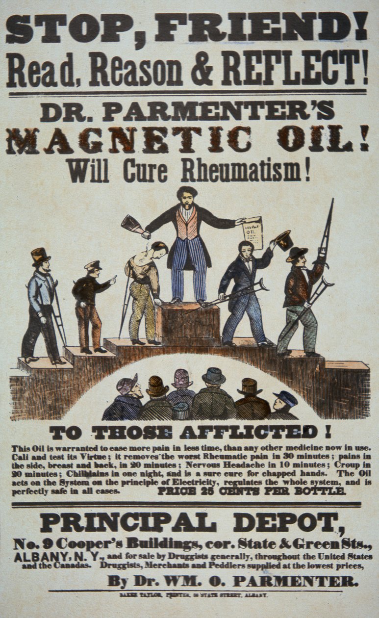 Annonse for «Doctor Parmenters magnetiske olje» av American School