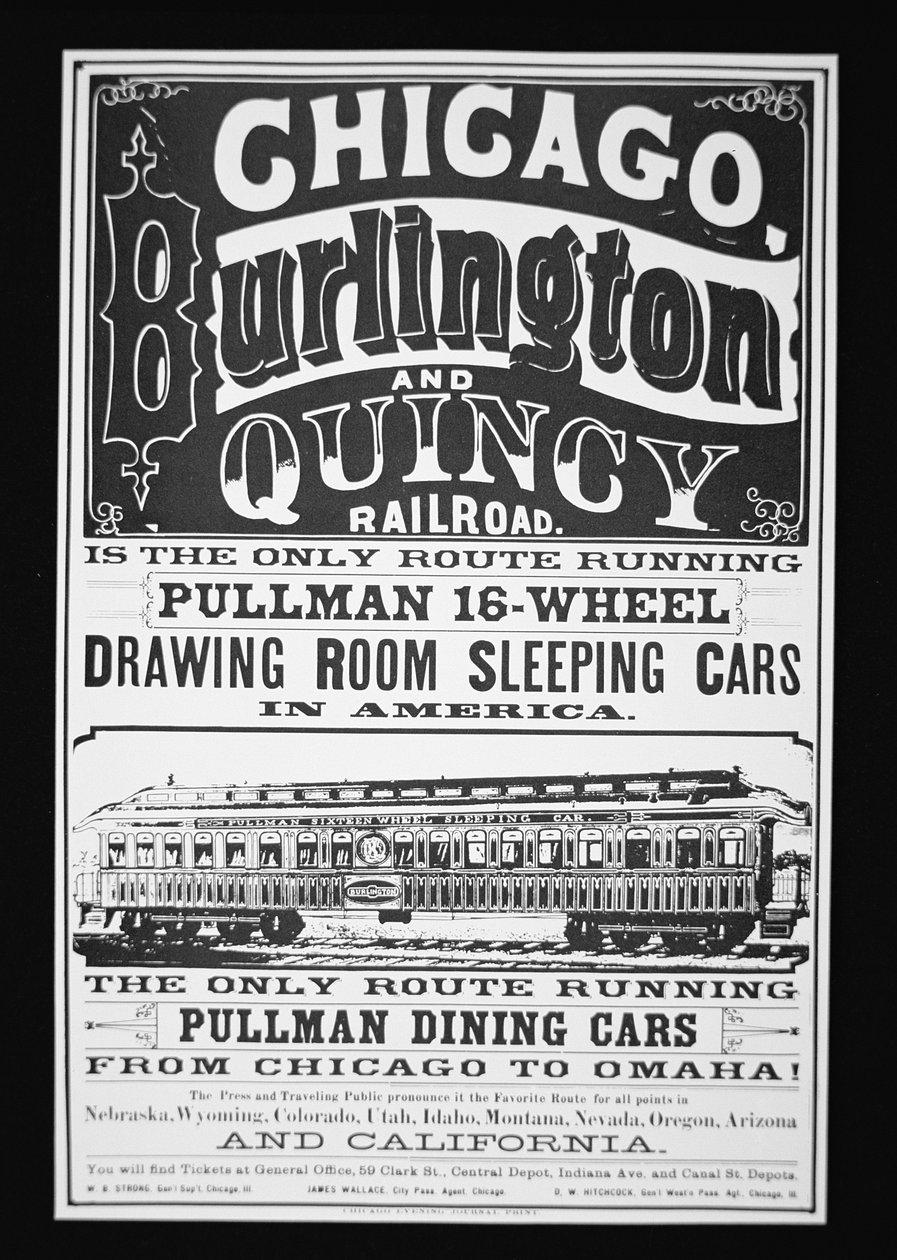 Annonse for Pullman Cars of Chicago, ca. 1875 (litho) av American School