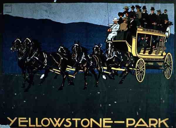Annonse for Yellowstone Park (farge litho) av American School