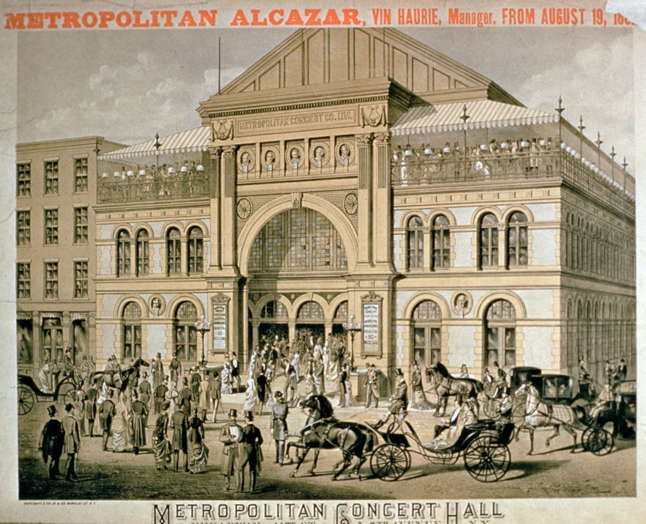Annonse for Metropolitan Alcazar Concert Hall, New York av American School
