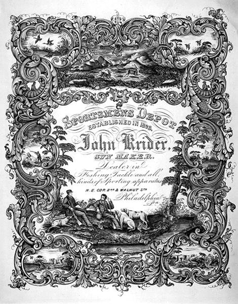 Annonse for John Kreider, Gun Maker, Philadelphia, ca. 1860 (litho) av American School