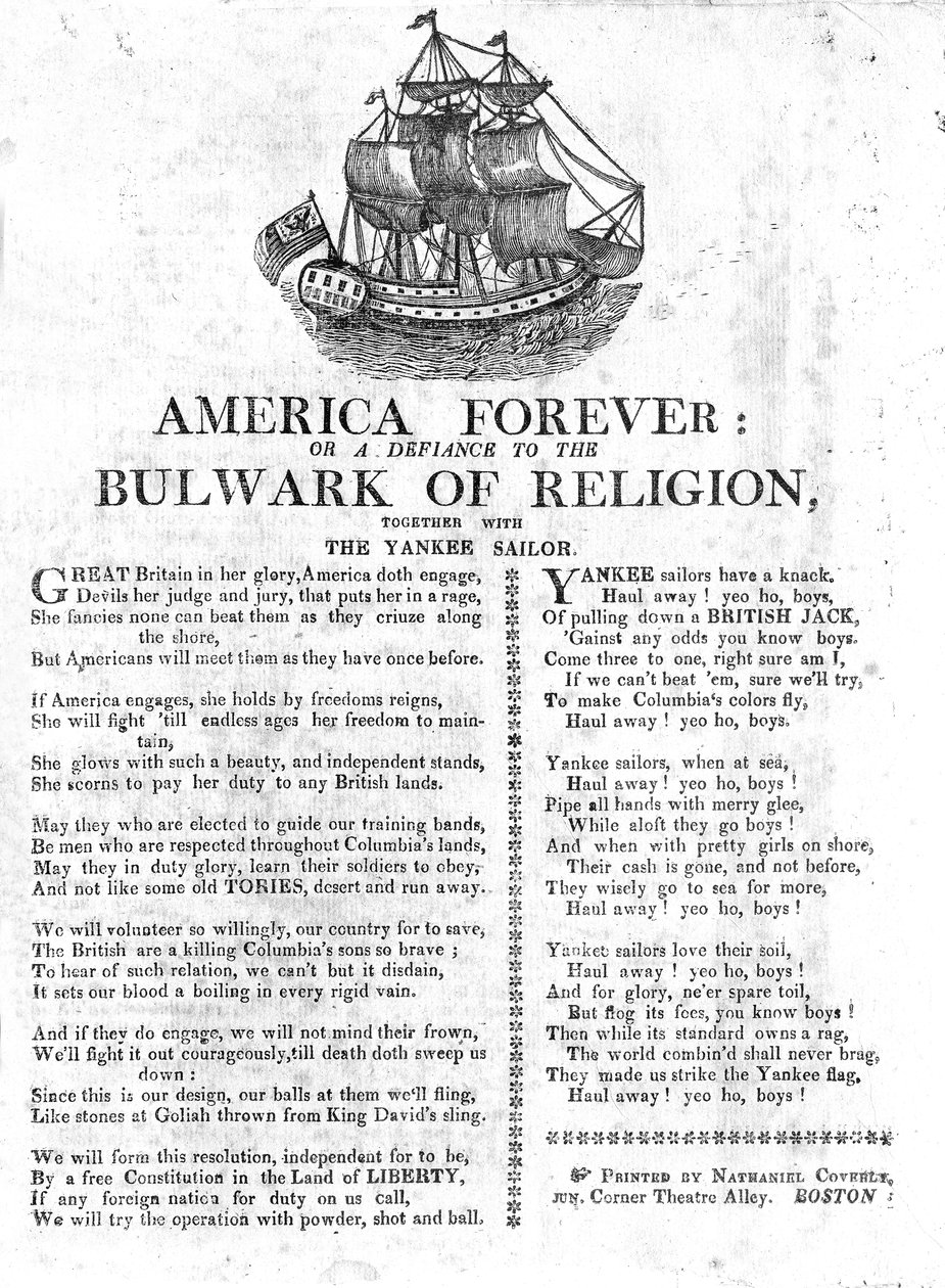 America Forever or a Defiance to the Bulwark of Religion, sammen med Yankee Sailor (avispapir) av American School