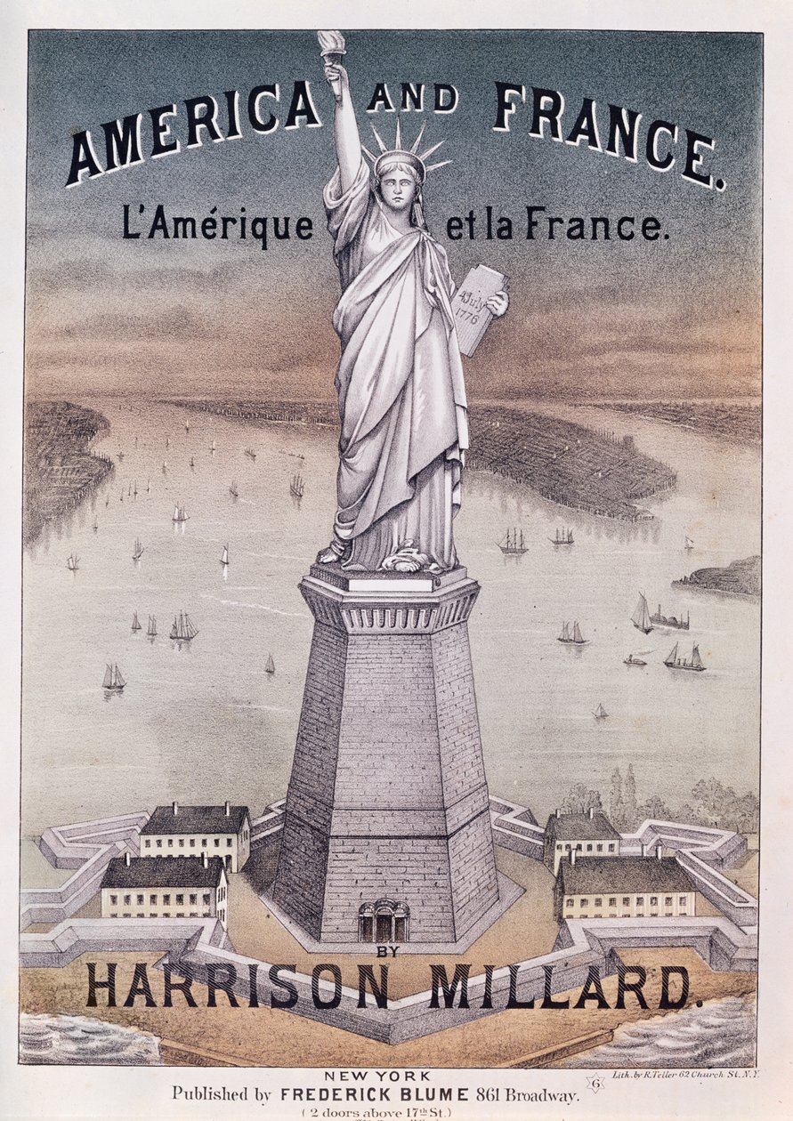 Amerika og Frankrike, partitur for sang om Frihetsgudinnen av Harrison Millard (1830-95) av American School