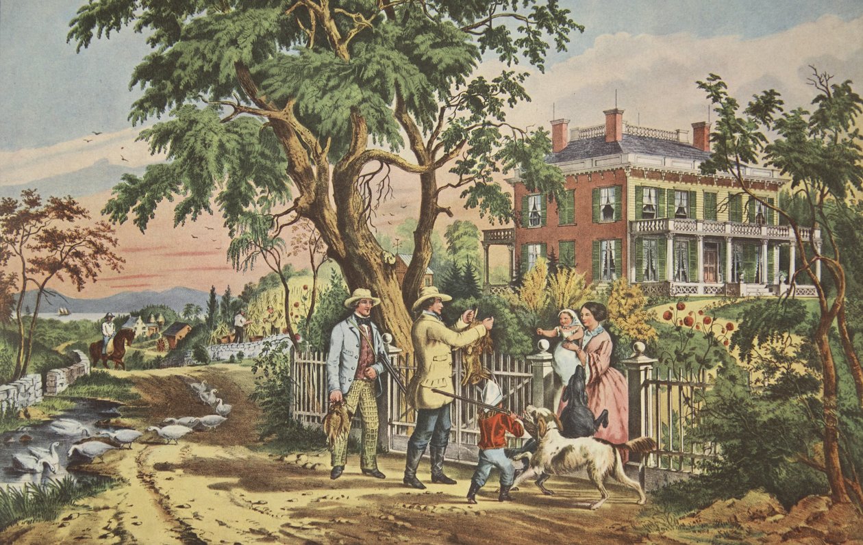 American Country Life - oktober ettermiddag, pub. 1855, Currier & Ives av American School