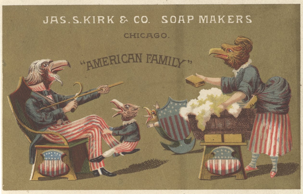 American Family, annonse for James Kirk & Co. Soap Makers, ca. 1880 av American School