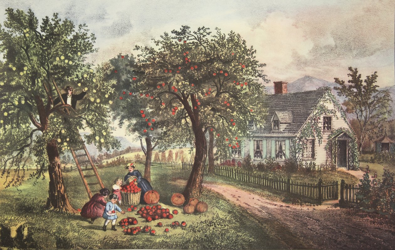 American Homestead - Høst, pub. 1869, Currier & Ives av American School