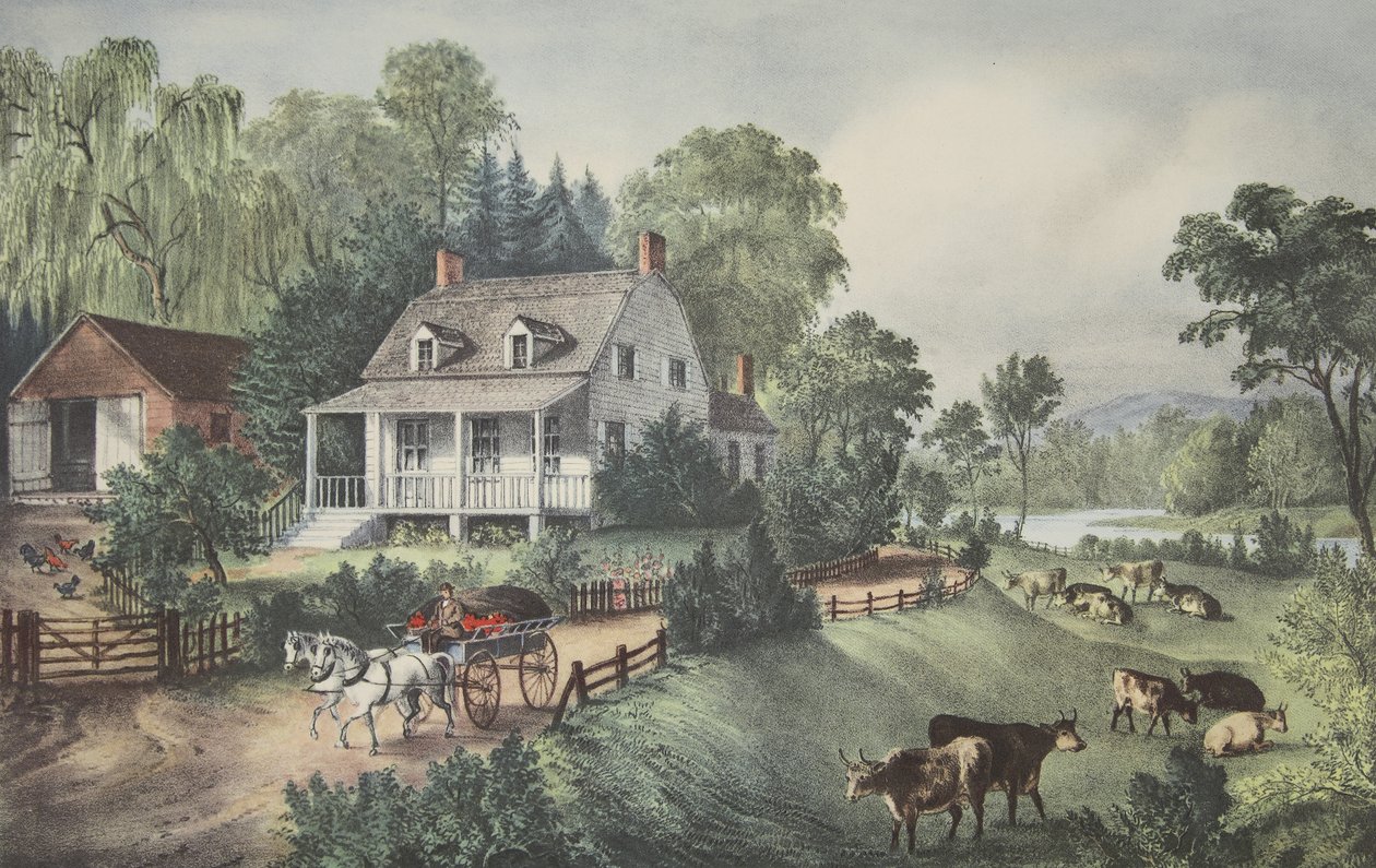American Homestead - Sommer, pub. 1868, Currier & Ives av American School