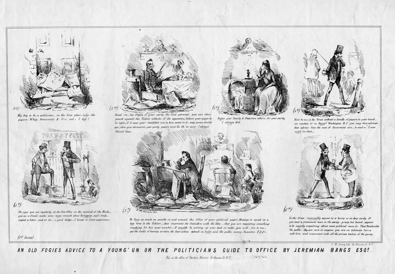 Et gammelt fogies-råd til en ung eller politikeren guide til embetet av Jeremiah Banks Esq., utgitt av T W Strong, New York, ca. 1852 av American School