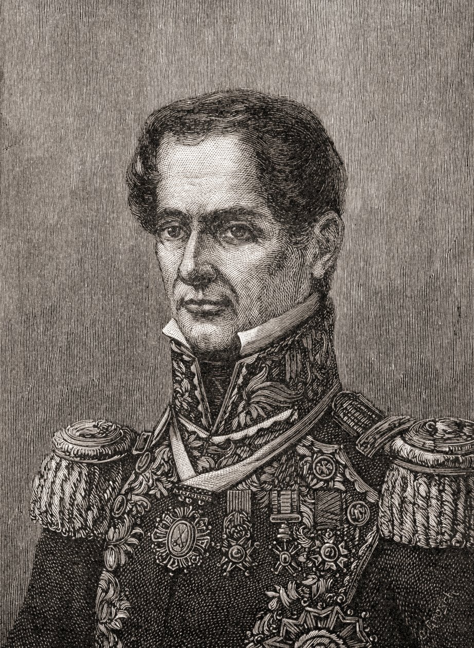 Antonio de Padua Maria Severino Lopez de Santa Anna y Perez de Lebro, fra 'The History of Our Country', utgitt 1905 (gravering) av American School