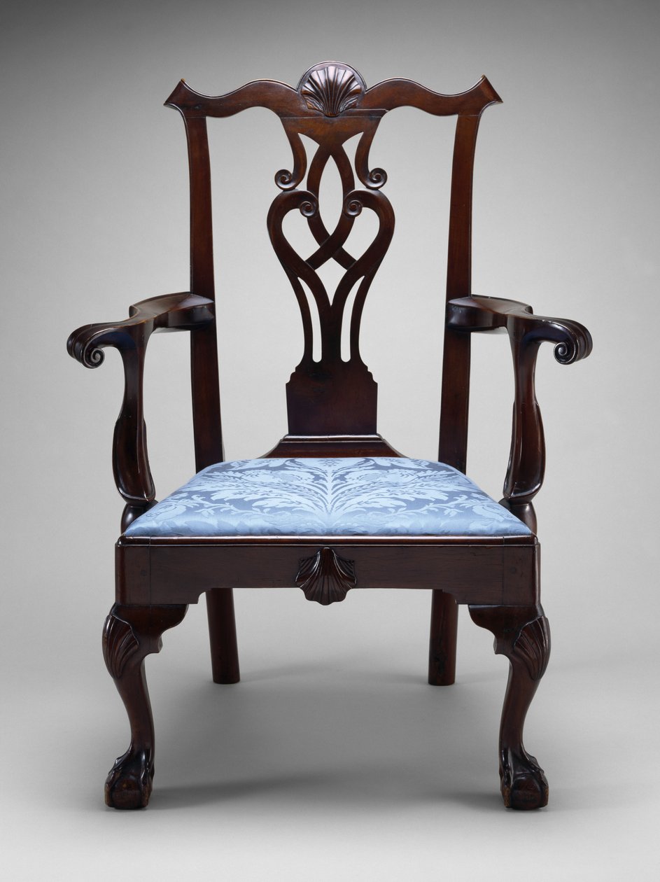 Lenestol, ca. 1760-1790 (svart valnøtt; sørlig gul furu) av American School