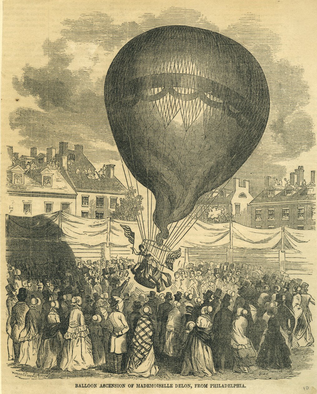 Ballong Ascension av Mademoiselle Delon, fra Philadelphia av American School