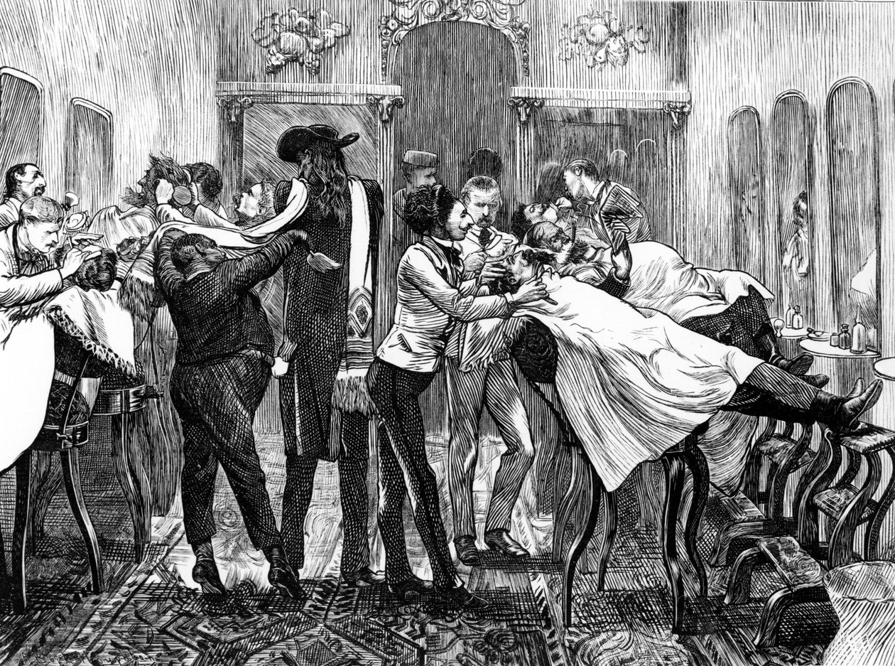 Barbers Saloon i New York, 1870 av American School