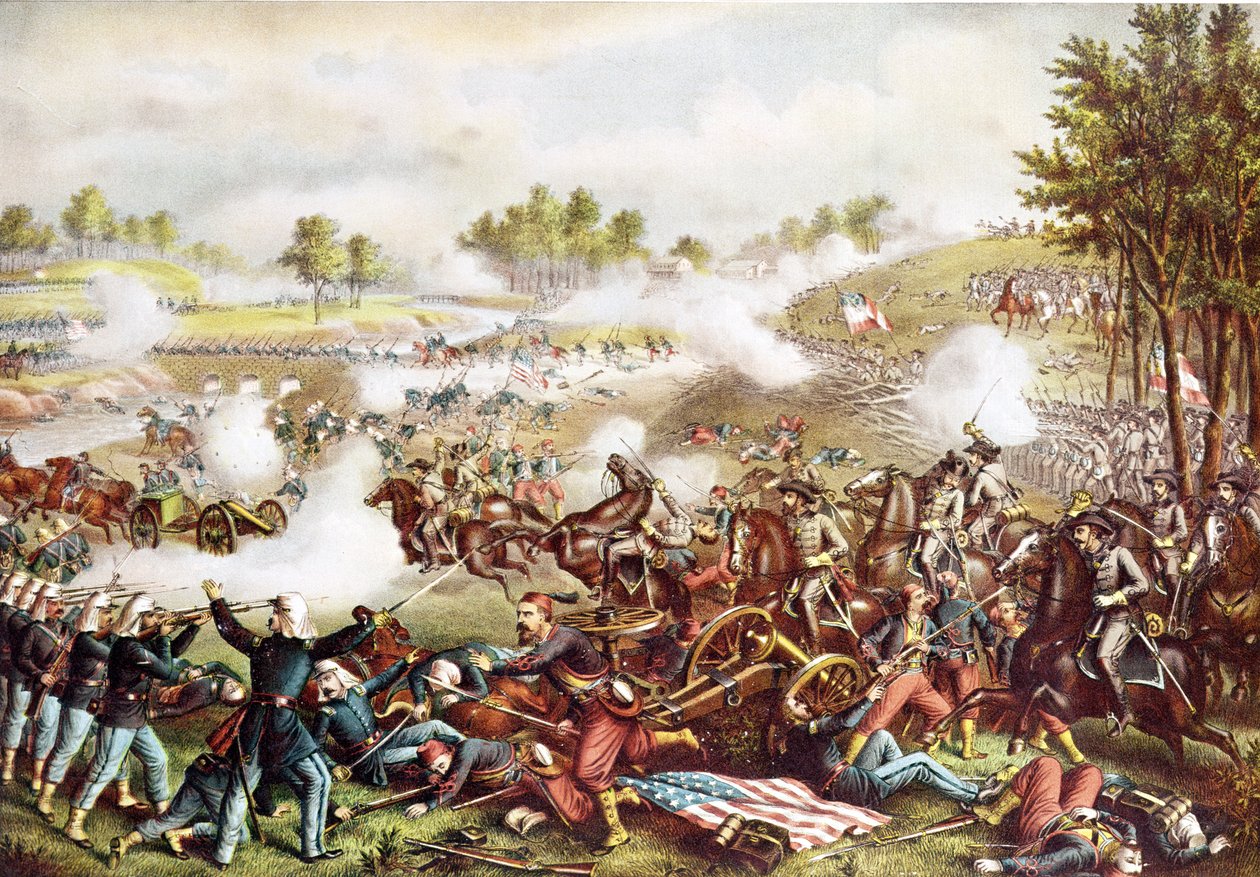 Battle of Bull Run, 21. juli 1861, publisert 1889 av American School
