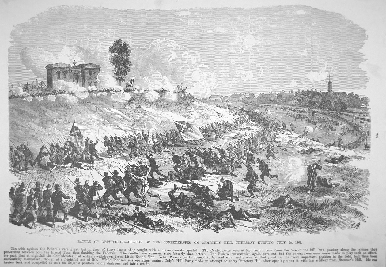 Slaget ved Gettysburg - Anklagen for de konfødererte på Cemetery Hill, torsdag kveld 2. juli av American School