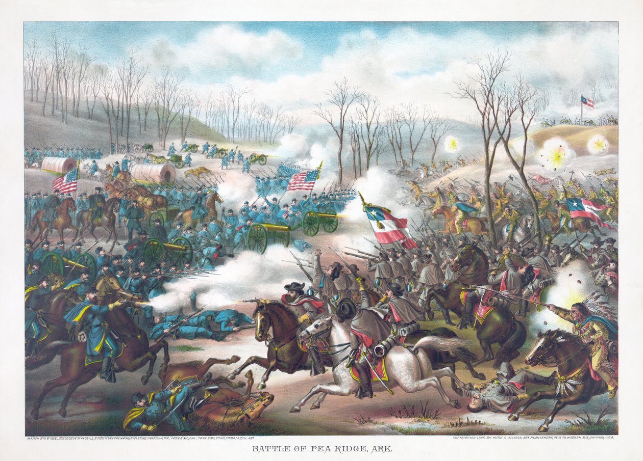 Battle of Pea Ridge, Arkansas, pub. Kurz & Allison, 1889 av American School