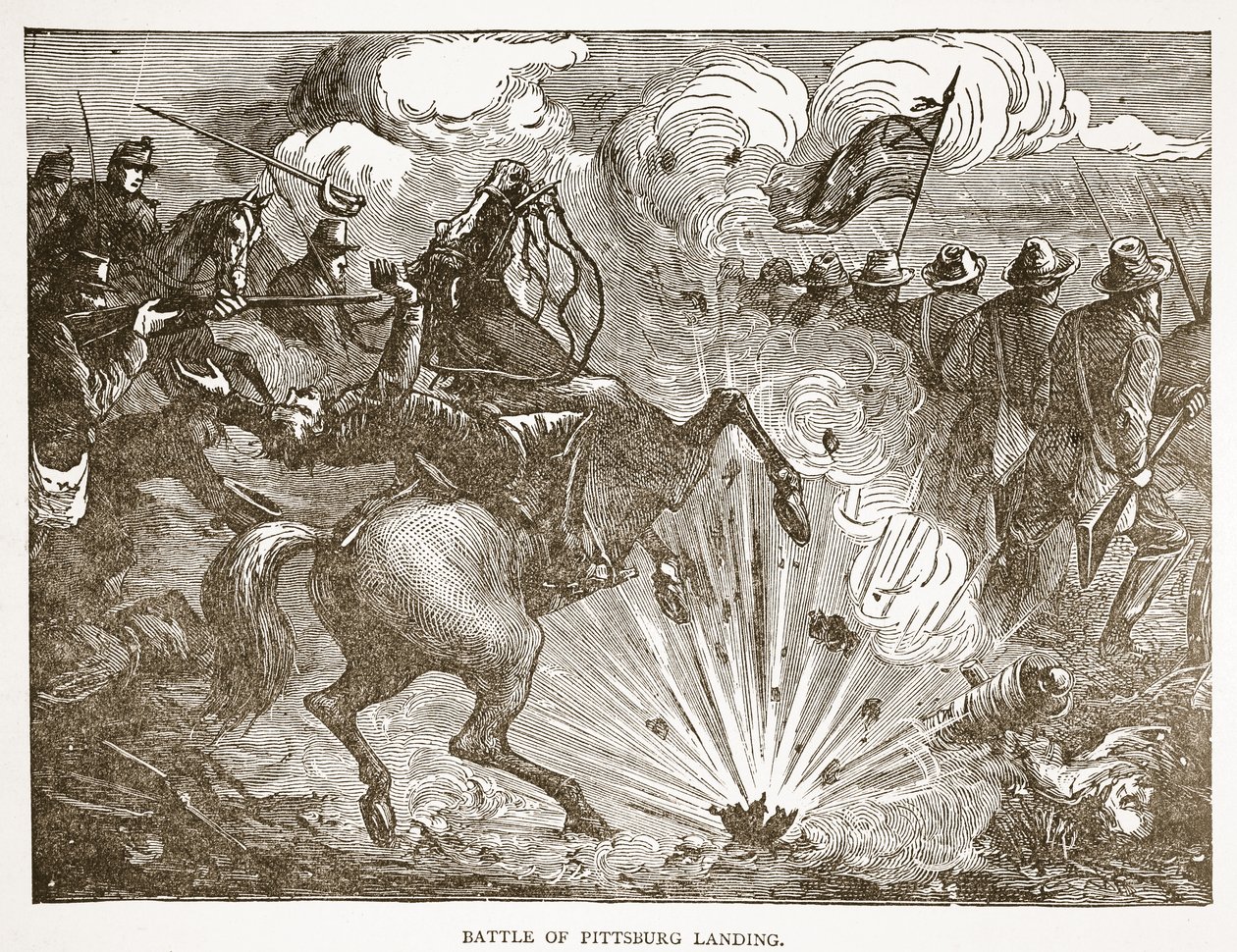 Battle of Pittsburgh Landing, fra en bokpub. 1896 av American School