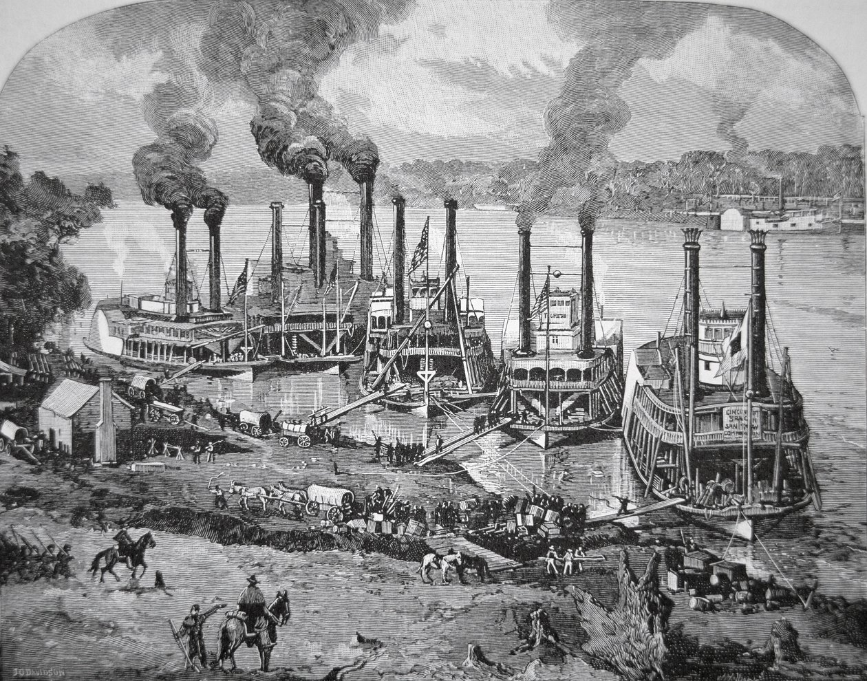 Slaget ved Shiloh også kjent som Pittsburg Landing, april 1862 (litho) av American School