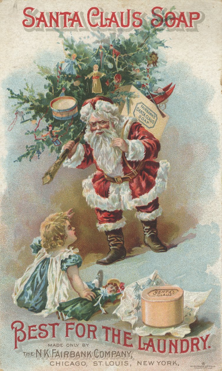 Best for the Laundry, annonse for Fairbanks Santa Claus Soap, ca. 1880 av American School