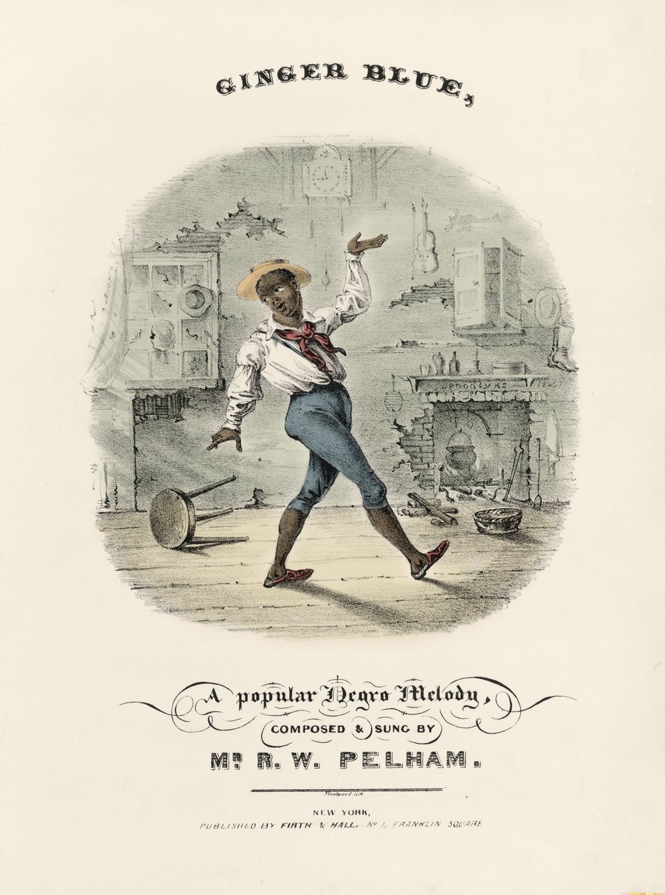 Tavle for den populære sangen til Black of America "" Ginger Blue"" 1800-tallet av American School