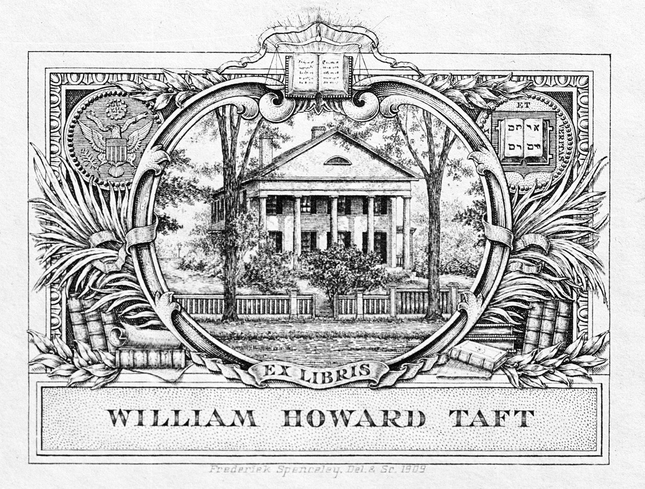 Bokskilt av president William H. Taft (1857-1930) 1909 (trykk) av American School