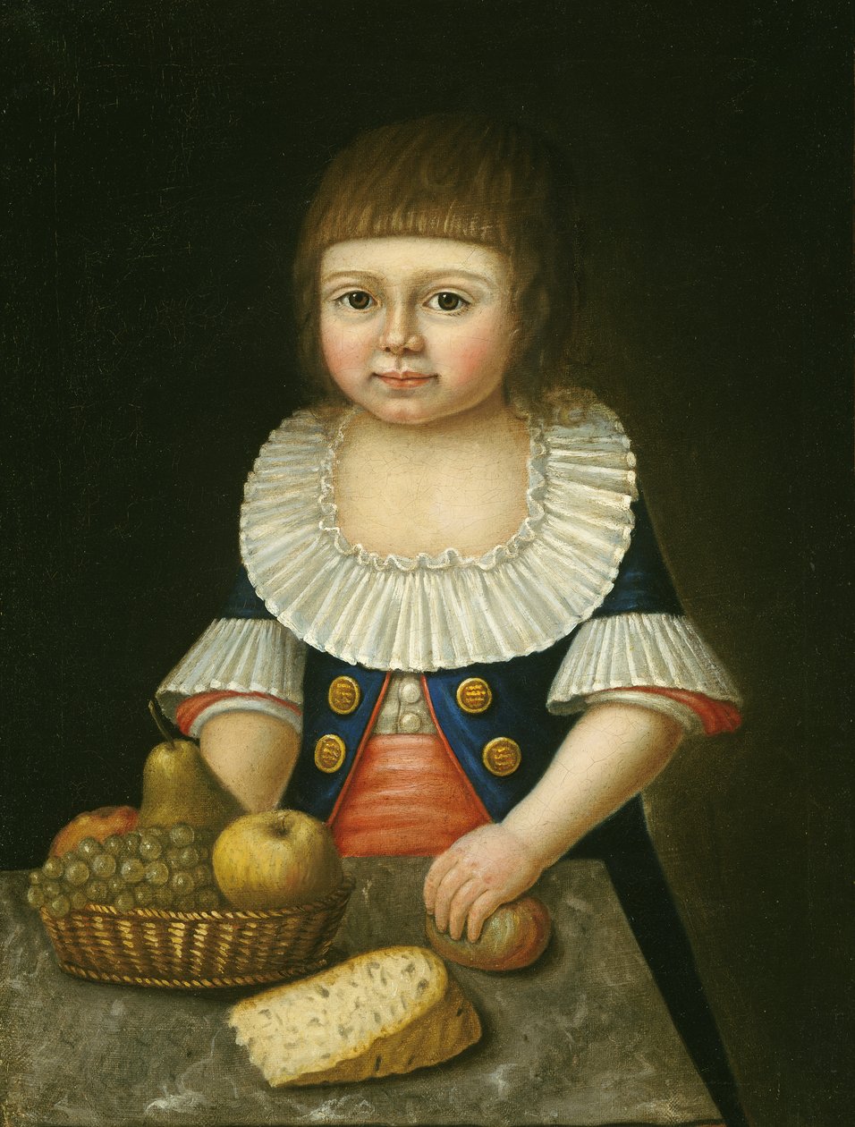 Gutt med en fruktkurv, ca. 1790 av American School