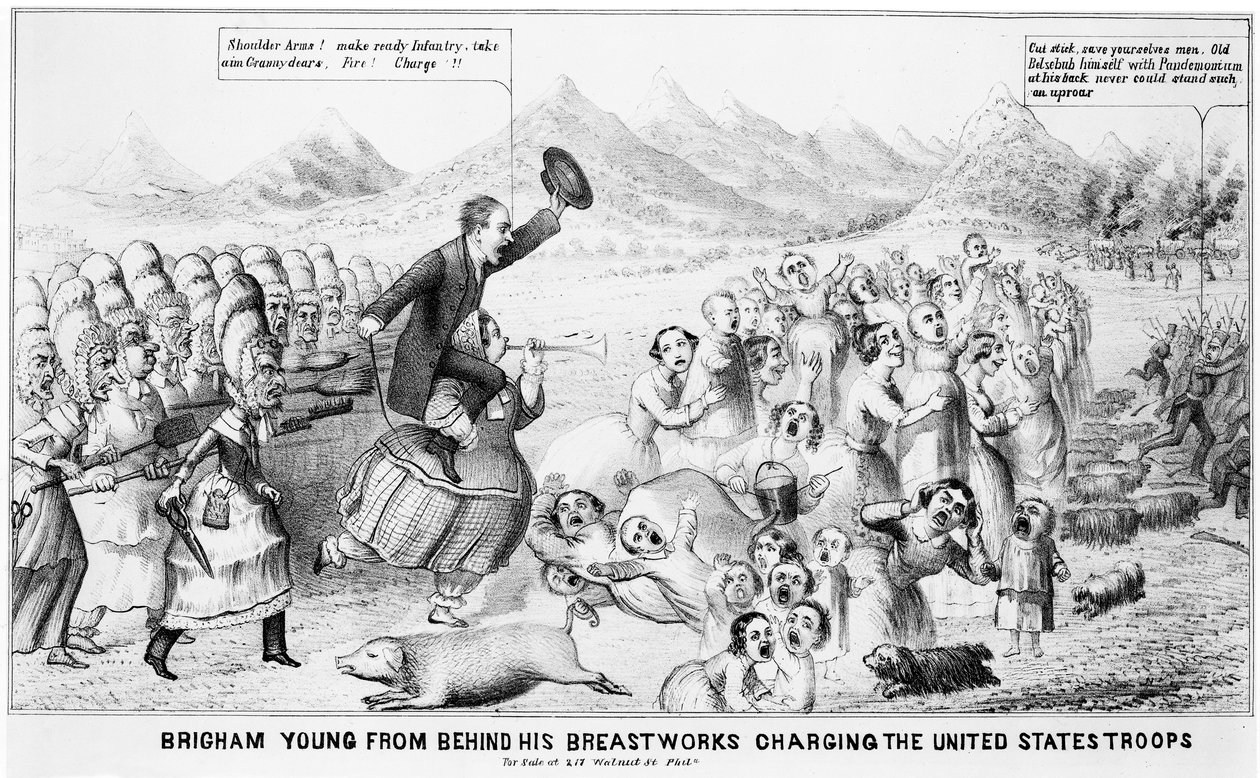 Brigham Young fra Behind his Breastworks anklager USAs tropper av American School