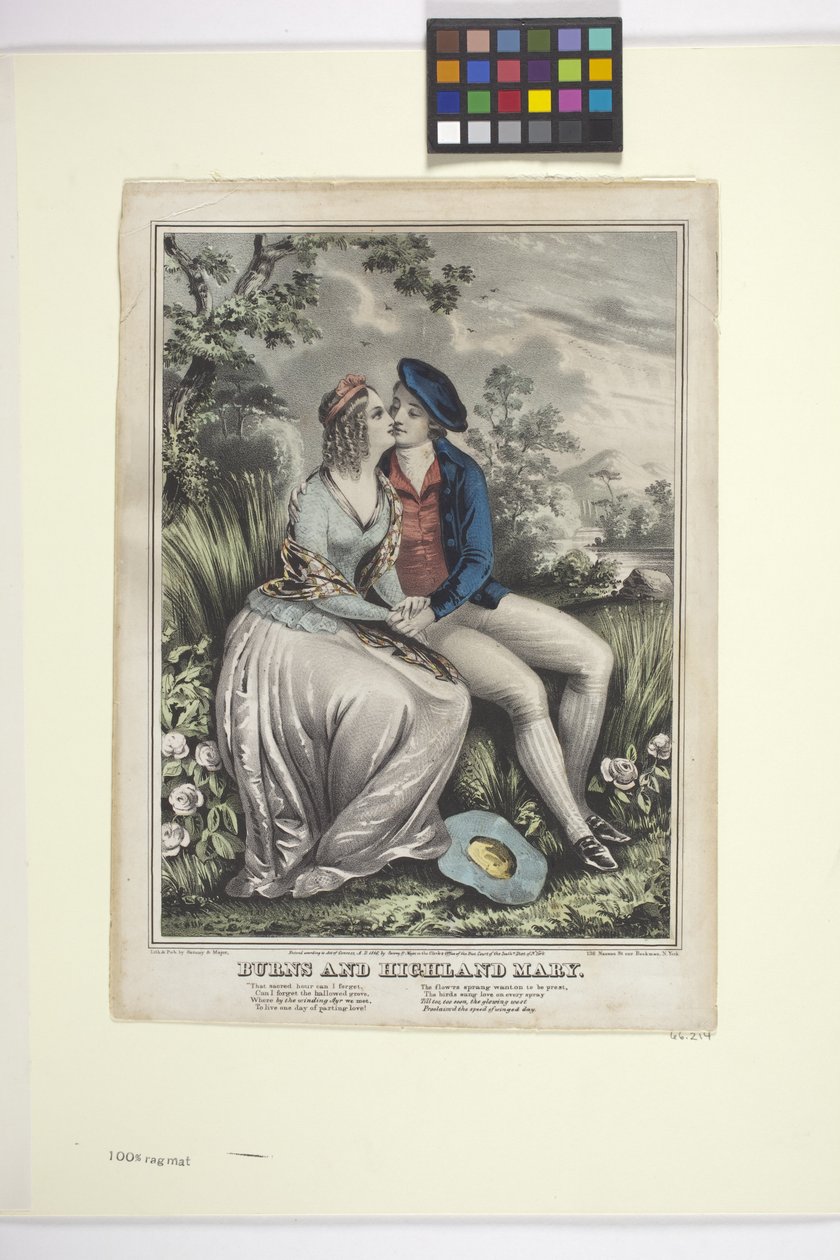 Burns And Highland Mary (håndfarget litografi) av American School